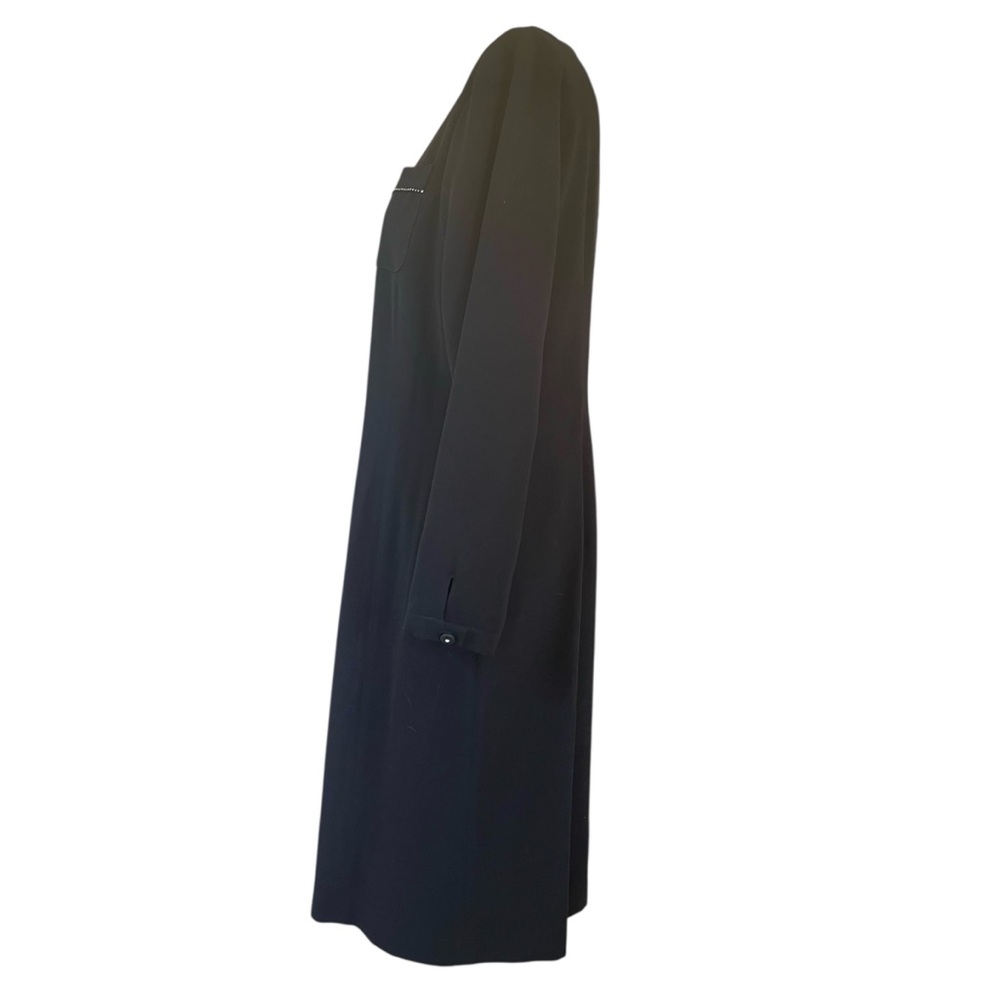 ❤️ Retro Vintage Harvé Benard Black Crepe Rhinestone Buttons x Pockets Dress - Picture 4 of 8